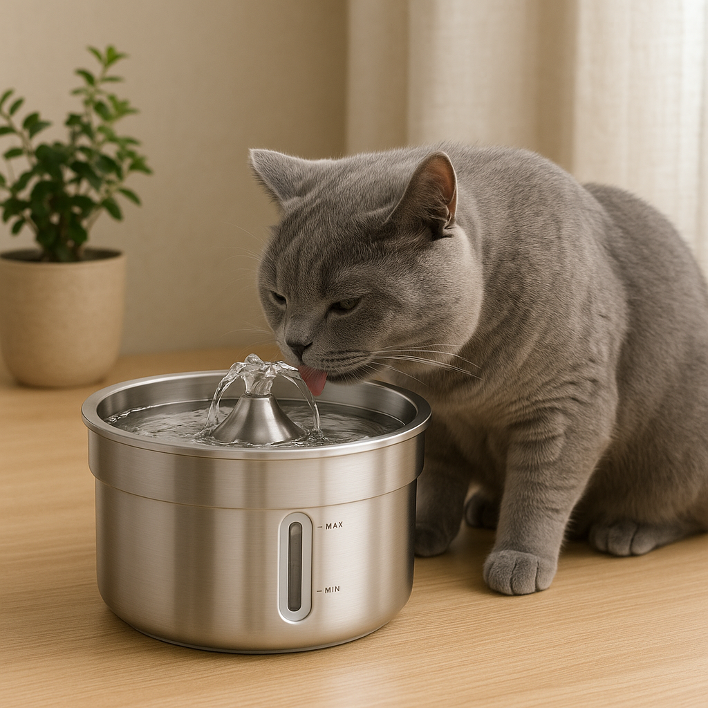 Roestvrijstalen Drinkfontein Voor Katten 3.2L Stil Stromend Water Met Filter