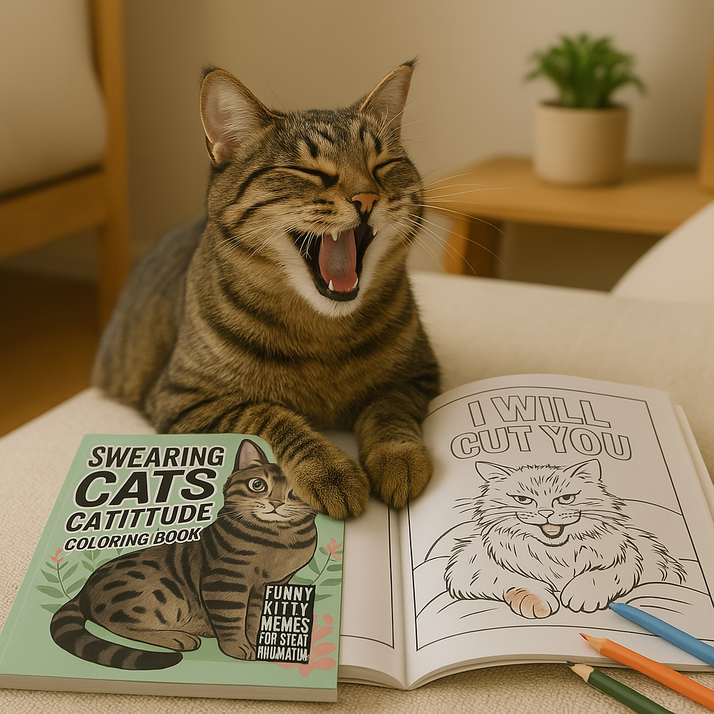 Grappig Kleurboek Voor Kattenliefhebbers Vol Grappige Katten Illustraties & Memes