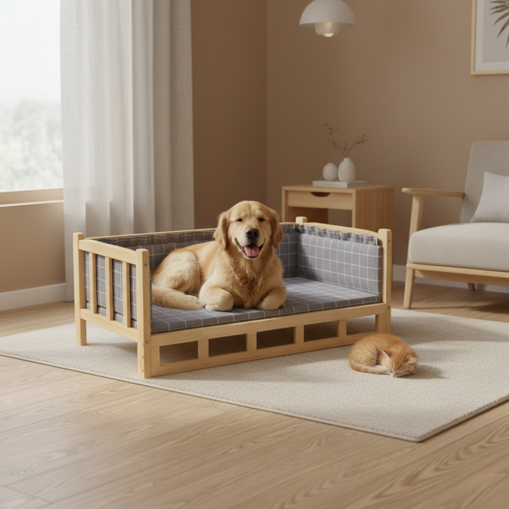 Honden Verhoogd Houten Bed | Wasbaar Schuim