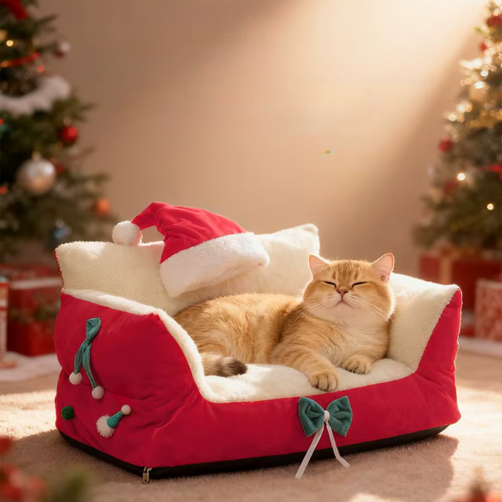 Kerst Pluchen Kattenbed | Wasbare Sofa