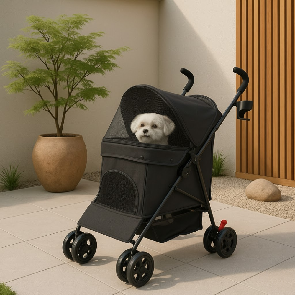 Opvouwbare Wagen Hondenbuggy Met Ademend Mesh & Comfortabel Zitgedeelte